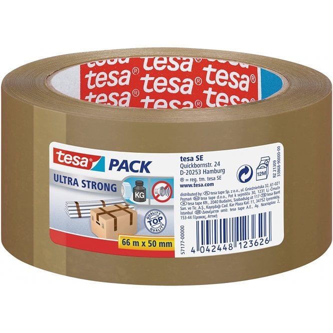 Ultra Strong - PVC Packing Tape for Solid Packaging and Secure Bundling - Brown - 66 m x 50 mm