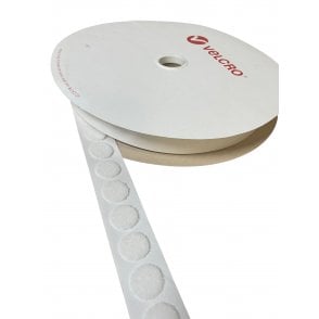 VELCRO® Brand 13mm Loop Coin White PS14 25 Mtr Roll of 1550pcs ( Full Roll )