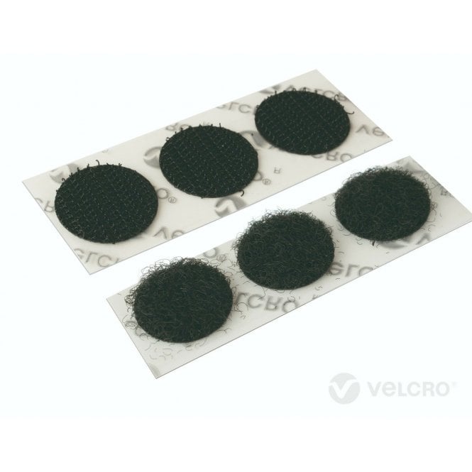 VELCRO® Brand 22mm DOTS BLACK SELF ADHESIVE COINS HOOK & LOOP