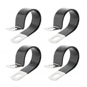 Boltza Stainless Steel P-Clip Hose, Pipe & Cable Clamps â€“ Vinyl Coated, Cushioned Support 64mm X4