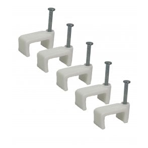 White Flat cable clips 4mm- 50 pieces