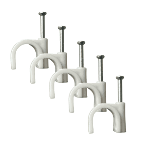 TR Cable White Round Cable Clips 10mm- 100 pieces
