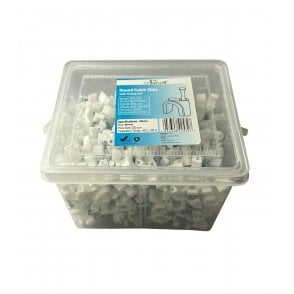 White Round Cable Clips K-Type Trade Box, 8mm- 500 Pieces