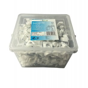 White Round Cable Clips K-Type Trade Box, 12mm- 280 Pieces