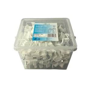 White Round Cable Clips K-Type Trade Box, 14mm- 180 Pieces