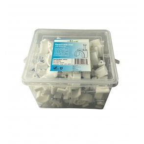 White Round Cable Clips K-Type Trade Box, 16mm- 130 Pieces
