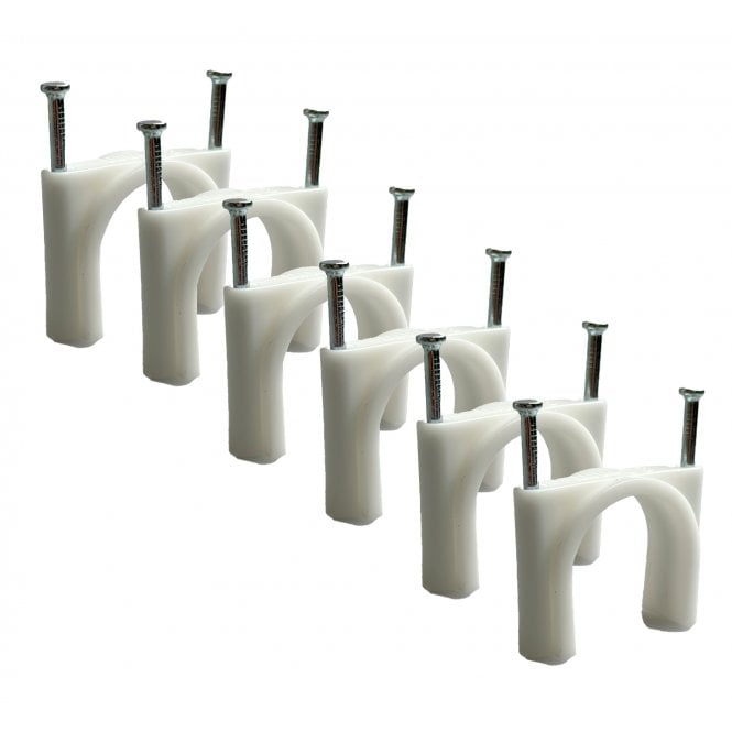 White Two-Nail Large Cable Clips - Secure Wires, Ducts, and Pipes in 30mm, 35mm, 40mm