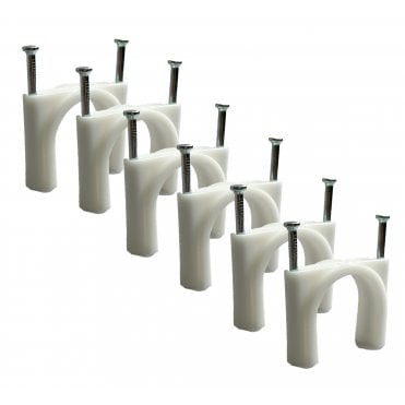 White Two-Nail Large Cable Clips - Secure Wires, Ducts, and Pipes in 30mm, 35mm, 40mm